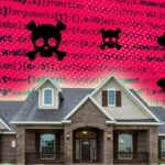 Uma mão segurando uma carteira cheia de dinheiro, envolvida por um anel giratório com a mensagem 'BLACK FRIDAY', com ícones de desconto em néon brilhando no fundo