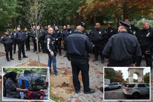 A polícia de Nova York inunda o Washington Square Park com dezenas de policiais 24 horas por dia, 7 dias por semana, para acabar com viciados e traficantes - para sempre
