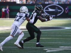 Aaron Glenn, dos Jets, esperançoso com o retorno de Garrett Wilson de lesão esta semana O wide receiver do New York Jets, Garrett Wilson (5), pegou durante o segundo tempo, quando o New York Jets jogou contra o Dallas Cowboys no domingo, 5 de outubro de 2025, no MetLife Stadium em East Rutherford, NJ.