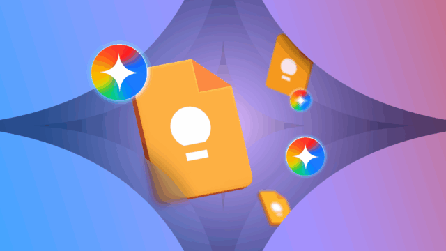 Smartphone exibindo o logotipo NotebookLM na parte superior de blocos de anotações abertos, cercado por notas do Google Keep.