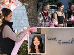 Amigos homenageiam adolescente de Long Island morto em assassinato e suicídio fracassado com fita rosa em homenagem Amigos homenageiam adolescente de Long Island morto em assassinato e suicídio fracassado com fita rosa em homenagem
