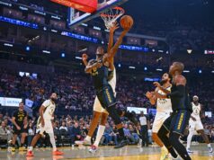 Análise do Instant Warriors: Butler e Horford assumem o controle dos Pacers prejudicados Al Horford (20), do Golden State Warriors, enfrenta Jeremiah Robinson-Earl (25), do Indiana Pacers, por um rebote no primeiro quarto de seu jogo da NBA no Chase Center, em San Francisco, Califórnia, no domingo, 9 de novembro de 2025. (Jose Carlos Fajardo/Bay Area News Group)