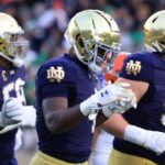 Jeremiyah Love #4 of the Notre Dame Fighting Irish