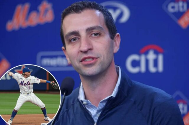 As consequências comerciais de Brandon Nimmo do Mets estão apenas David Stearns é retratado durante uma entrevista coletiva em 29 de setembro.