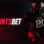 Logotipo da PointsBet à esquerda, com um jogador da NFL à direita. Fundo escuro.