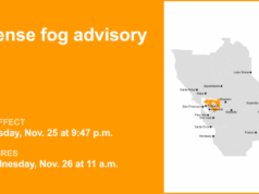 Aviso de nevoeiro denso emitido para East Bay Interior Valleys até quarta-feira ao meio-dia – visibilidade limitada a 1/4 de milha Aviso de nevoeiro denso emitido para East Bay Interior Valleys até quarta-feira ao meio-dia – visibilidade limitada a 1/4 de milha
