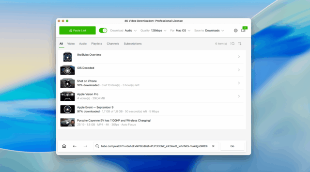 Baixe facilmente vídeos, playlists e muito mais do YouTube usando o 4K Video Downloader Plus para Mac
