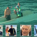 Barqueiros – incluindo 90 anos – resgatados após 20 horas no mar quando a pescaria da festa de aniversário vira de cabeça para baixo