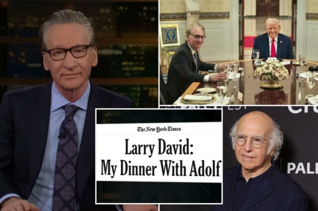 Bill Maher rebate o artigo 'burro' de Larry David no NYT criticando seu jantar com Trump
