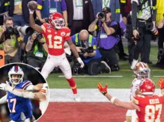 Bills contrata Mecole Hardman, herói do Super Bowl do Chiefs, após exibição ofensiva terrível Os jogadores do Kansas City Chiefs comemoram um touchdown durante o Super Bowl LVIII.
