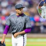 O arremessador do New York Mets, Edwin Díaz, sai do campo após a nona entrada.