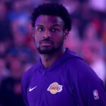 los angeles lakers star bronny james against portland trail blazers