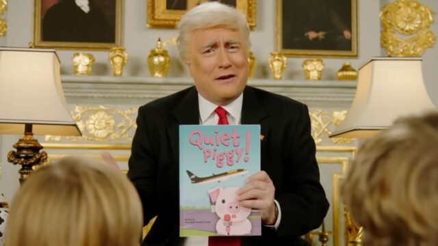 Canadian Sketch Show visa Trump com 'Quiet Piggy!' Paródia da hora da história | Vídeo
