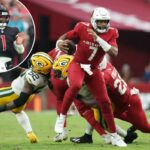 O quarterback do Arizona Cardinals, Kyler Murray (1), faz um lançamento contra o Tennessee Titans durante o quarto período no State Farm Stadium.