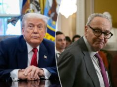 Casa Branca diz que é “mera especulação” que Trump apresentará extensão dos subsídios do Obamacare O presidente Donald Trump cerra o punho diante de dois aviadores que o saudam.