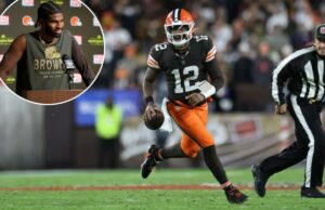 Casa de Shedeur Sanders invadida durante sua estreia no Browns no último roubo de atleta O quarterback do Cleveland Browns, Shedeur Sanders (12), corre com a bola de futebol durante o quarto período.