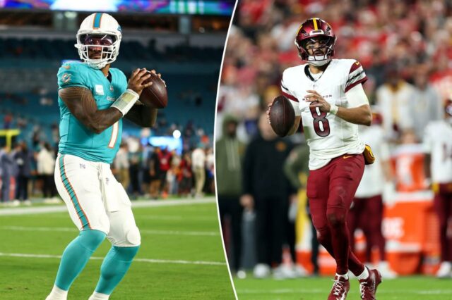 Como assistir Dolphins vs. Commanders em Madrid gratuitamente: horário, transmissão logotipo de fantasia azarão