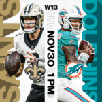 Como assistir Saints vs Dolphins: transmissão ao vivo da NFL, canal de TV