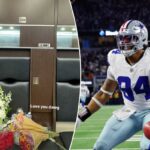 Companheiros de equipe dos Cowboys homenageiam Marshawn Kneeland com flores no armário: 'Amo você, cara'