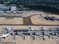 Companhia aérea econômica corta voos para aeroporto do Reino Unido na tentativa de reduzir custos A Wizz Air, a companhia aérea de baixo custo com sede em Budapeste, disse que estava perdendo dinheiro em voos partindo do aeroporto de Gatwick (imagem de arquivo do aeroporto de Gatwick)