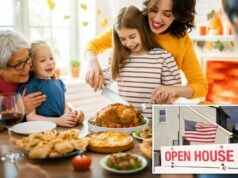 Compradores de casas estão considerando planos de hospedagem para o Dia de Ação de Graças ao comprar a próxima casa Família comemorando o Dia de Ação de Graças com um tradicional jantar de peru.