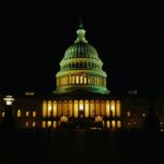 A night view of the U.S. Congress building in Washington D.C.
