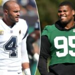 O QB dos Cowboys, Dak Prescott, foi questionado pela mídia sobre o choque do prazo de negociação dos Cowboys na aquisição de Quinnen Williams.