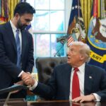 O presidente Donald Trump fala após reunião com a cidade de Nova York...