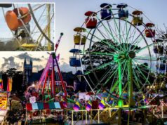 Duas meninas foram levadas às pressas para o hospital após caírem da roda gigante no festival da Louisiana: xerife Os adultos cuidam de um balde de roda gigante que tombou.
