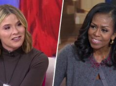 EXCLUSIVO: Jenna fica emocionada quando Michelle Obama explica por que está ‘orgulhosa’ dela Jenna Bush Hager e Michelle Obama apresentando