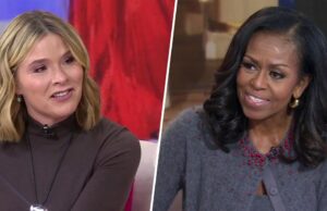 EXCLUSIVO: Jenna fica emocionada quando Michelle Obama explica por que está ‘orgulhosa’ dela Jenna Bush Hager e Michelle Obama apresentando