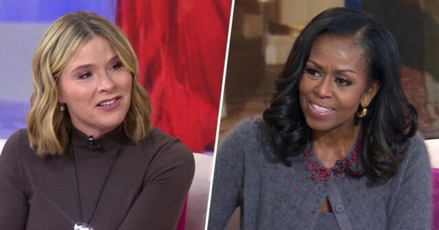 Jenna Bush Hager e Michelle Obama apresentando 