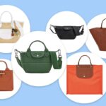 Bolsa Longchamp verde com alça de ombro.