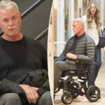 Eric Dane foi flagrado em um raro passeio em família com a esposa Rebecca Gayheart em meio à batalha de ELA