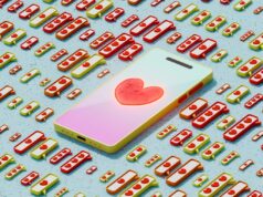 Espere, as pessoas realmente usam o Facebook Dating? Mobile phone with heart symbol and icons