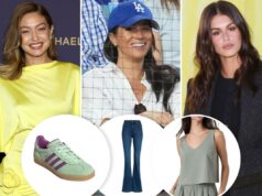 Essas ofertas de moda da Nordstrom na Black Friday são boas demais para serem perdidas Sapatos Adidas Gazelle em verde menta com listras roxas.