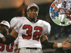 Ex-astro dos Falcons Jamal Anderson é preso sob suspeita de violência doméstica Jamal Anderson #32 do Atlanta Falcons corre a bola contra o San Francisco 49ers durante um jogo de futebol americano da NFL em 29 de setembro de 1996, no Candlestick Park, em San Francisco, Califórnia. Anderson jogou pelos Falcons de 1994-2001.