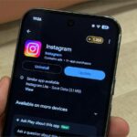 um close de um telefone mostrando a página inicial do Instagram com o menu para você aberto