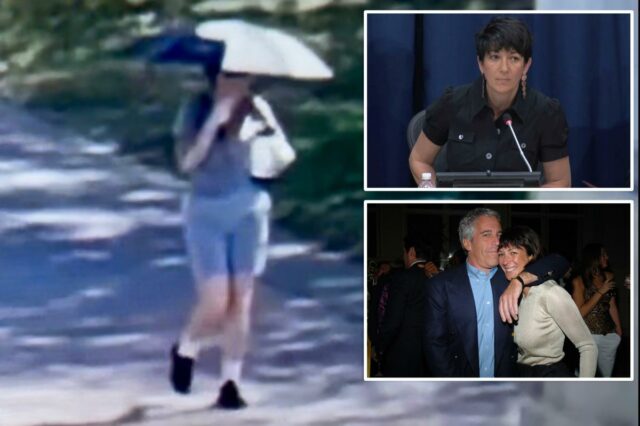 Ghislaine Maxwell filmada bizarramente carregando guarda-chuva em um dia ensolarado na prisão do Texas: vídeo
