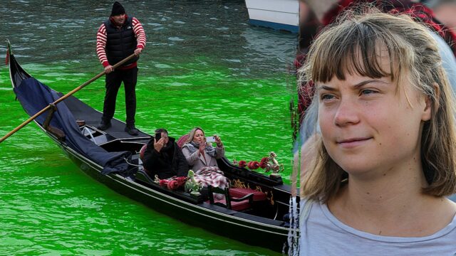 Greta Thunberg multada e banida de Veneza depois que a Greta Thunberg multada e banida de Veneza depois que a Rebelião da Extinção tingiu o Grande Canal de verde