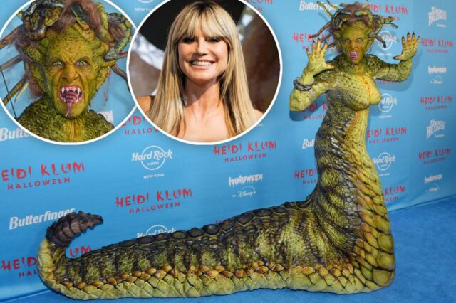 Heidi Klum revela fantasia selvagem de Medusa em sua festa de Halloween de 2025
