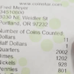Recibo Coinstar de Eli Piatt.
