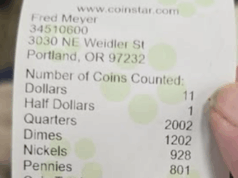 Homem esvazia cofrinho depois de 10 anos – não está pronto para saber quanto economizou Recibo Coinstar de Eli Piatt.