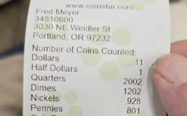 Recibo Coinstar de Eli Piatt.