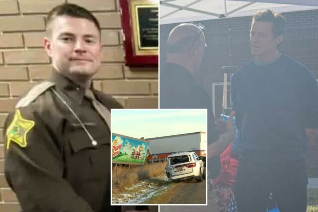 Hugh Jackman presta homenagem no memorial ao cabo do xerife Hugh Jackman presta homenagem no memorial ao cabo do xerife de Indiana morto em um terrível acidente na estrada