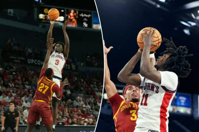 Ian Jackson e Joson Sanon têm um jogo para esquecer Ian Jackson pretende tentar um arremesso durante a derrota do St. John para o estado de Iowa em 24 de novembro.