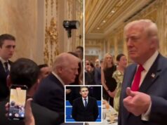 Imagens de Barron Trump elevando-se sobre o pai presidente no jantar de Ação de Graças se tornam virais Imagens de Barron Trump elevando-se sobre o pai presidente no jantar de Ação de Graças se tornam virais