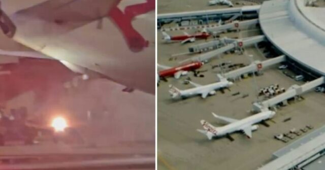 Incêndio começa em avião lotado da Virgin Australia ao pousar Incêndio começa em avião lotado da Virgin Australia ao pousar