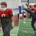 O quarterback do New York Giants, Jaxson Dart (6), quando o New York Giants treinou na quarta-feira, 26 de novembro de 2025, no Quest Diagnostics Training Center em East Rutherford, NJ.