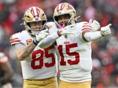 Jennings, do 49ers, faz inimigos novamente durante a vitória de São Francisco sobre os Browns O wide receiver do San Francisco 49ers, Jauan Jennings, comemora após um jogo de futebol americano da NFL contra o Cleveland Browns, domingo, 30 de novembro de 2025, em Cleveland. (Foto AP/David Richard)